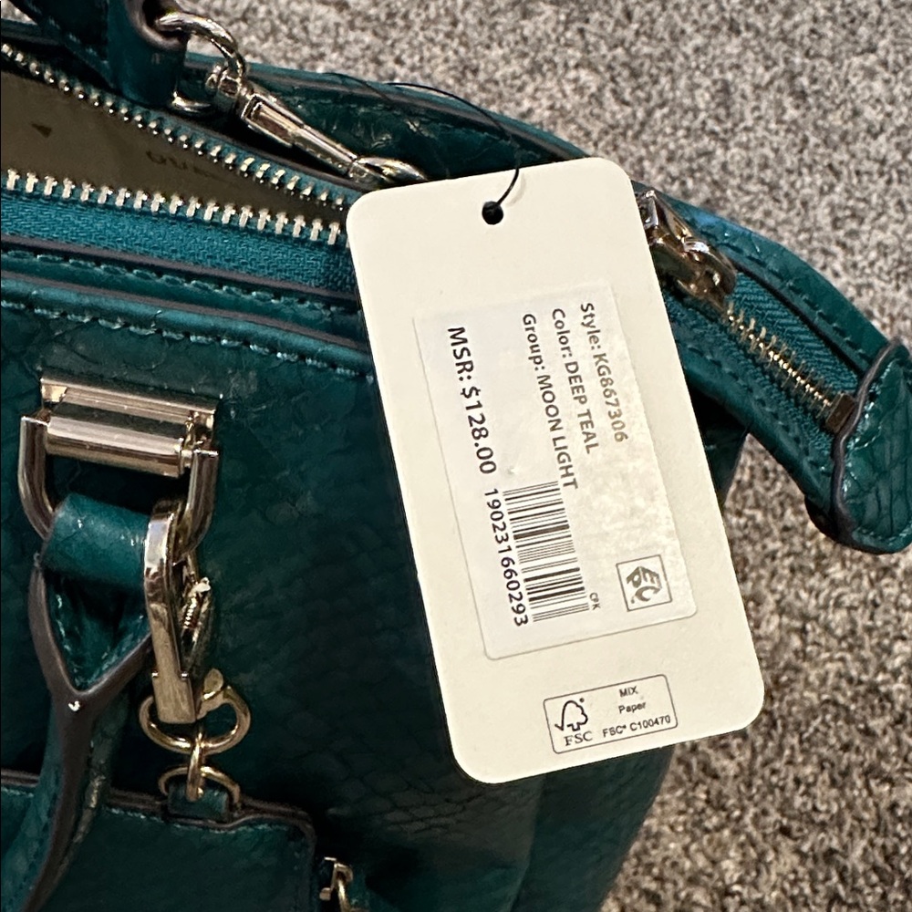 NWT Guess Moon Light Python Deep Teal Satchel NWT - image 3